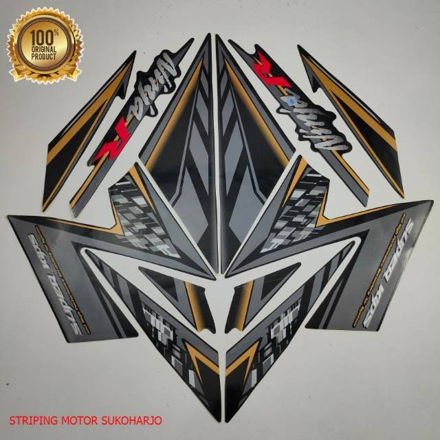 (ORI) striping kawasaki ninja r 2014 hitam se stiker list body motor kualitas original