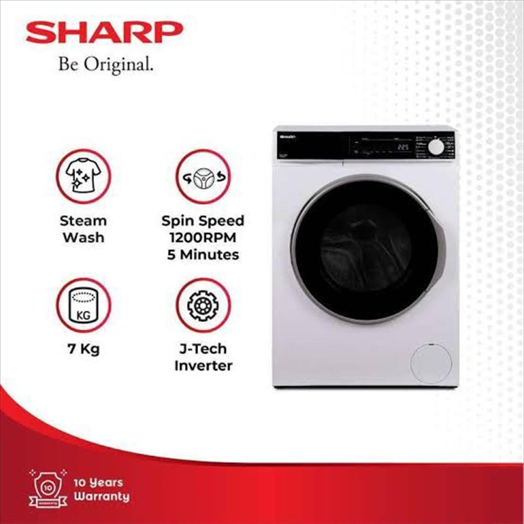 Sharp Mesin Cuci Front Loading Inverter 7KG ES-FL1270XT