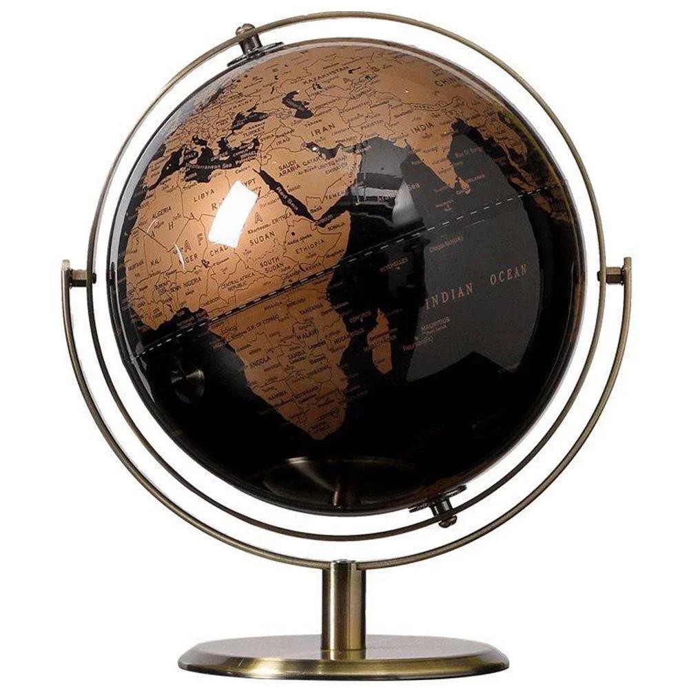 

Black Gold Rotating Globe 24cm/27cm English Home Office Decoration European Style Light Luxury Creative Crafts Ornament Globe