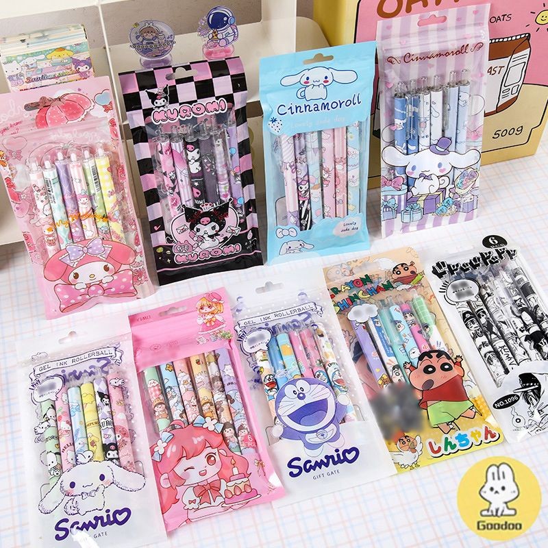 

[COD] Sanrio Press Pen Set Pena Tinta Gel， Lucu Pena Tinta Kartun Gadis， Kartun Hati Tinta Gel Hitam -GD