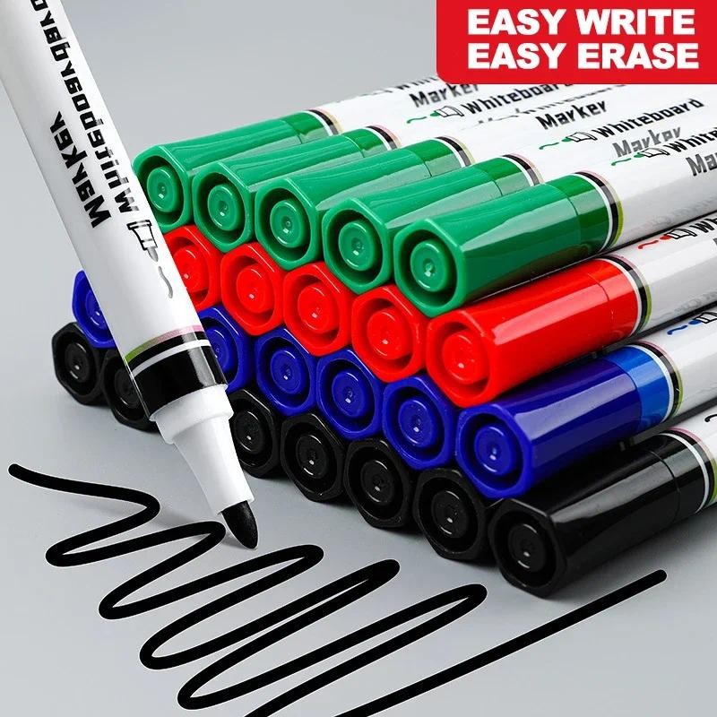

4 Colors Dry Erase Whiteboard Marker Pen Blackboard Erasable Chalk Pens Low Odor White Board Markers Office School Stationery