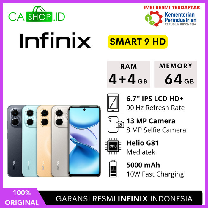 Infinix Smart 9 HD Extended RAM 8GB 64GB (4+4/64) New Original Garansi Resmi