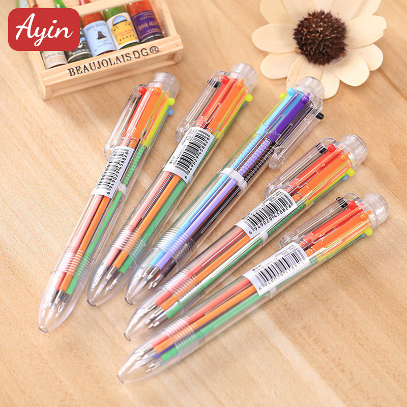 

Pulpen 6 warna Ball Pen / Pulpen / Pena- Pulpen 6 Warna Transparan Pena Ballpont Pen Six-in-One Color