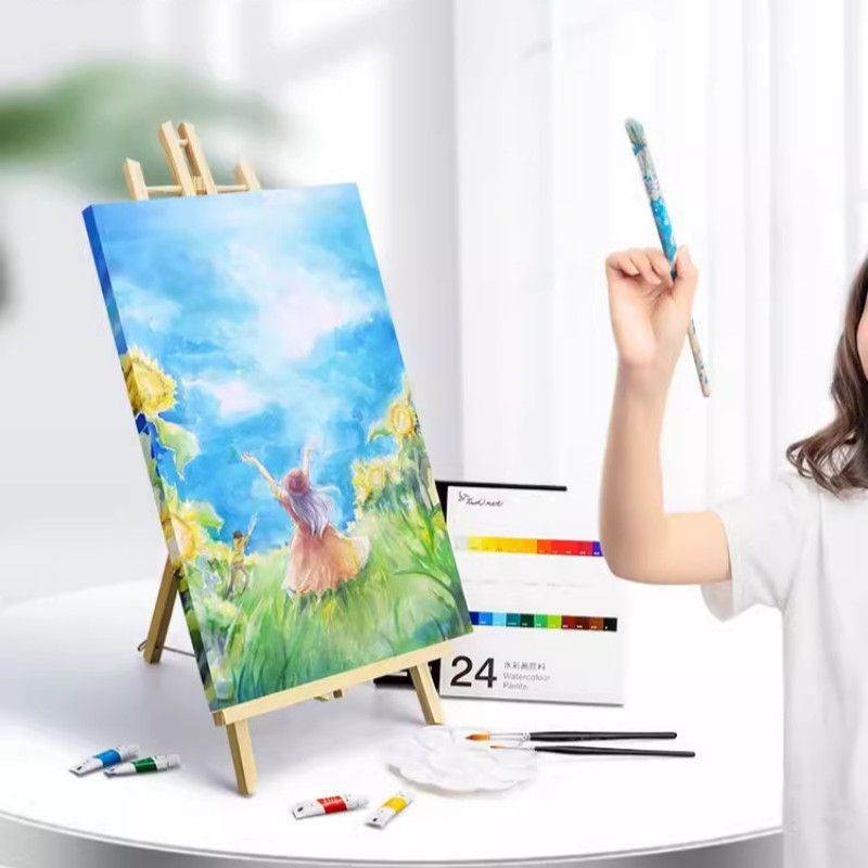 

Wood Artist Tripod Painting Easel with Drawing Board Pigment Display Holder Frame Mini Cute Children Painting Craft WC157