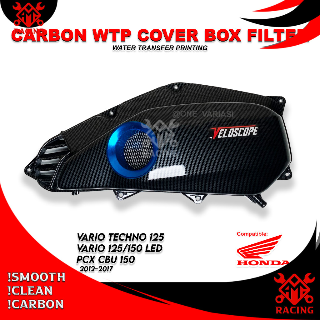 AMH_RACING - COVER TUTUP BOX FILTER CARBON VELOCITY VARIO 125 / TUTUP BOX FILTER VARIO 125 / VELOSCO