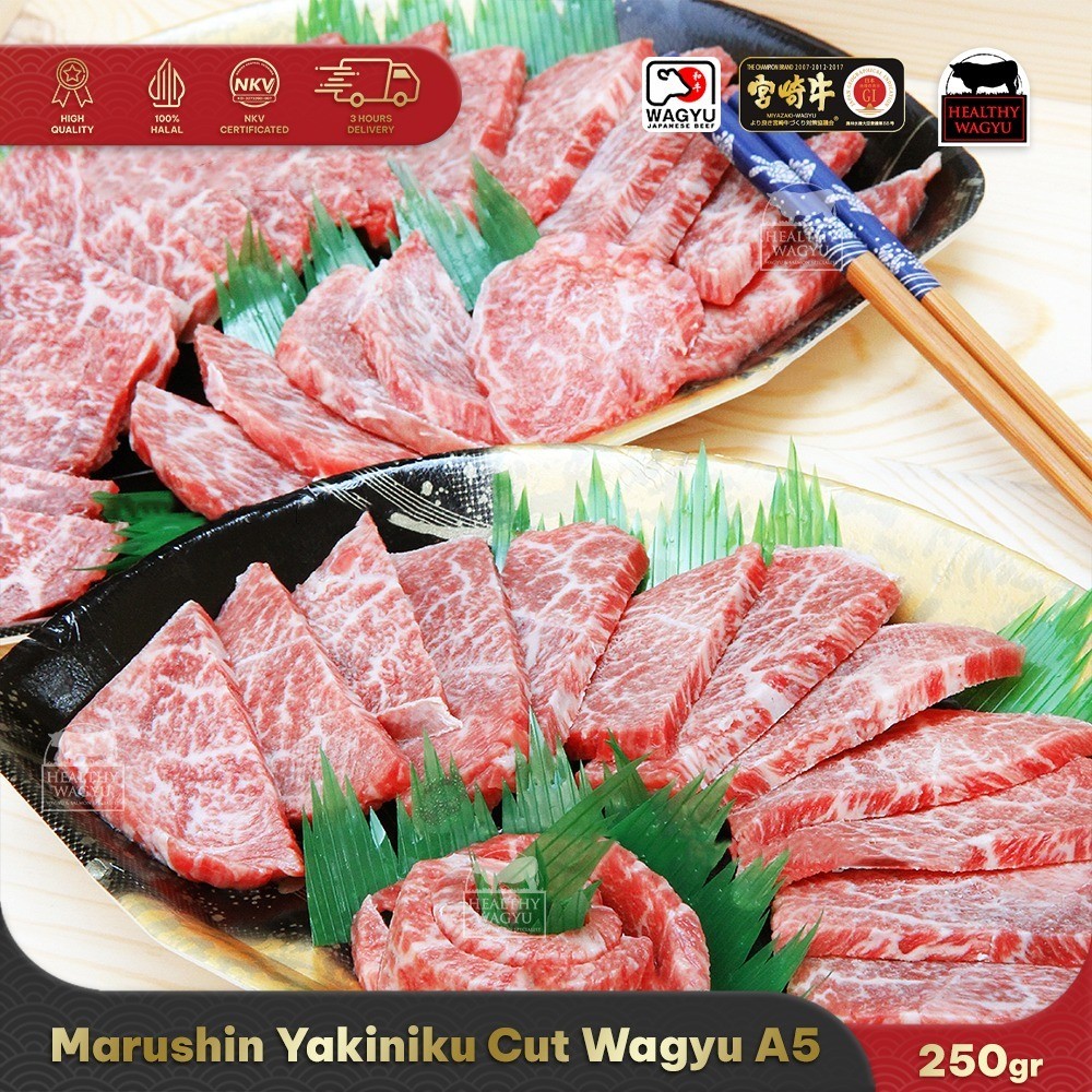 

Maru-Shin Yakiniku Cut A5 Japanese Beef BMS 12 250gr Healthy Wagyu