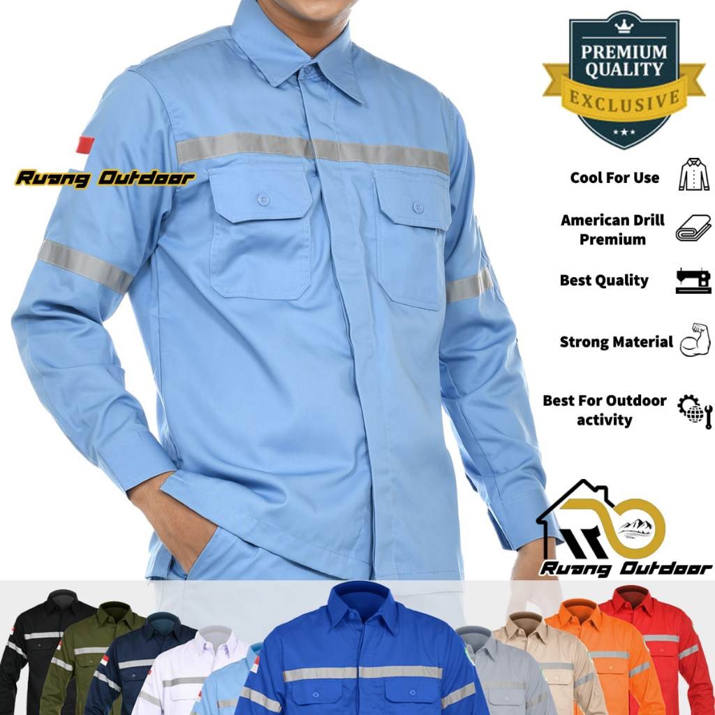 B8 KEMEJA ATASAN WEARPACK BAJU SAFETY K3 OUTDOOR PREMIUM LENGAN PANJANG - Seragam Kerja Lapangan Pro