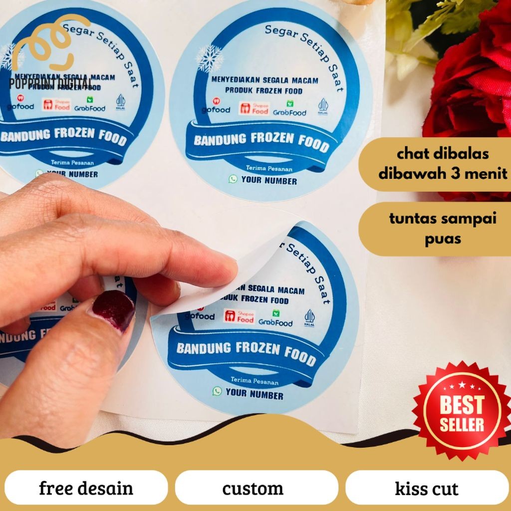 

PopPrints 9-15 Sticker Label Kemasan Vinyl Stiker Makanan Anti Air Beku Frozen Food Free Desain Logo