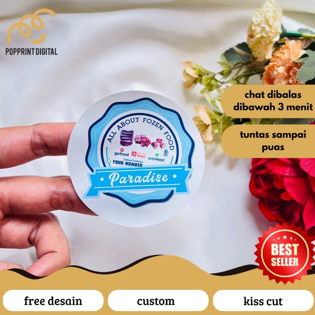 

PopPrints Cetak Stiker Vinyl Frozen Food Sticker Label Makanan Beku Basah Anti Air Free Desain Custom Nama