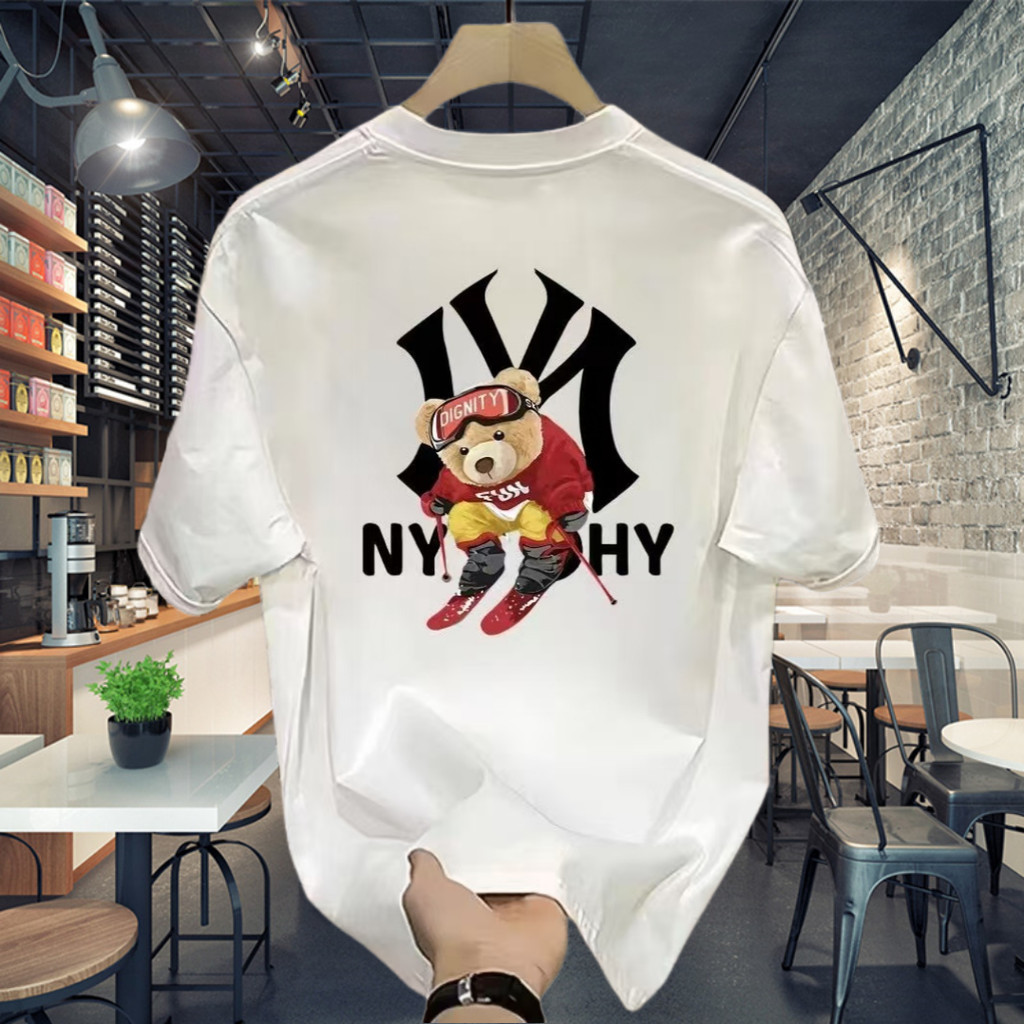 T-Shirt Outlets Kaos  MLB Ski Bear Pria Wanita Oversized Baju Boxy Fit T Shirt  - Official Merchandi