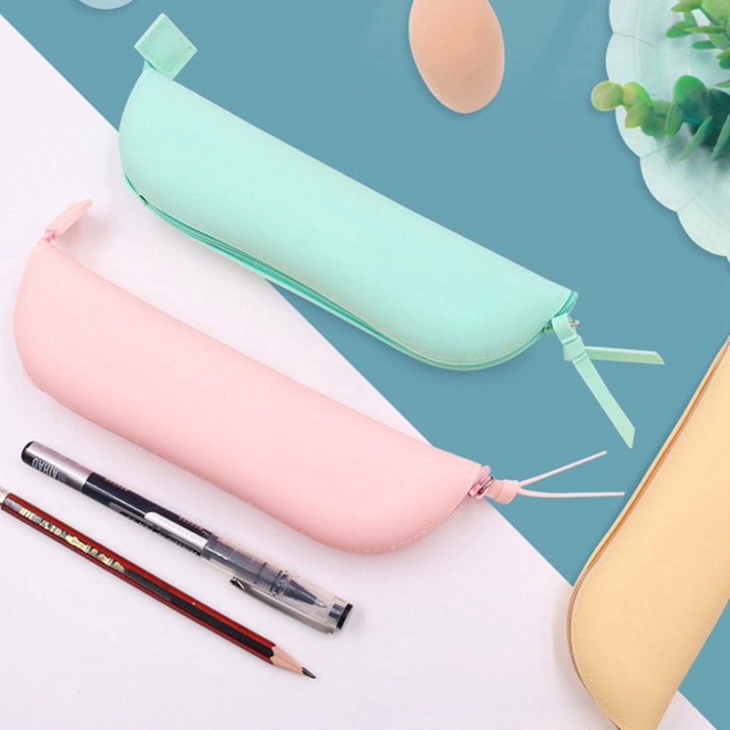 

1pcs Portable Silicon Pen Pencil Bag School Stationary Case For Gift Makeup Pocket Cute Cartoon Kawaii Silicone Pencil Case