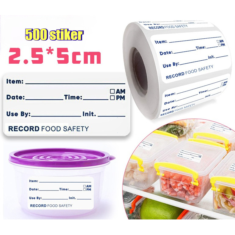

500pcs Food Label Waterproof Stiker Tanggal Kadaluwarsa Label Penyimpanan Makanan Label Tanggal Isi