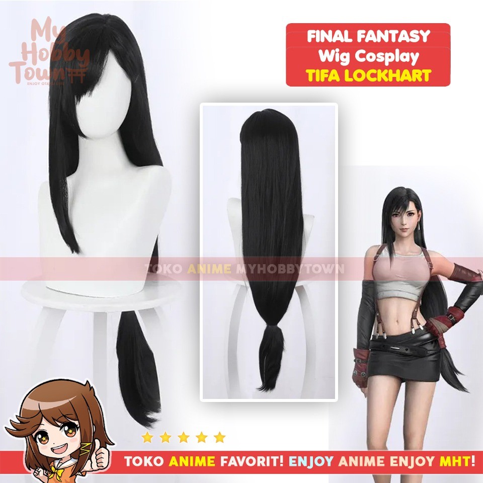 Wig Cosplay Game Final Fantasy FF Tifa Lockhart Rambut Palsu