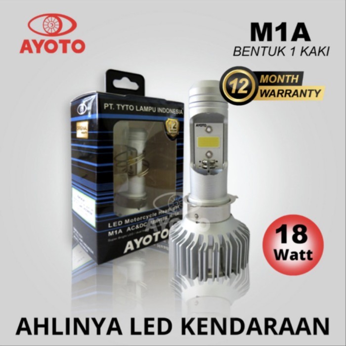Lampu Motor LED AYOTO M1A Pro H6/T19/M5 Hi-Lo AC DC Original - M1A