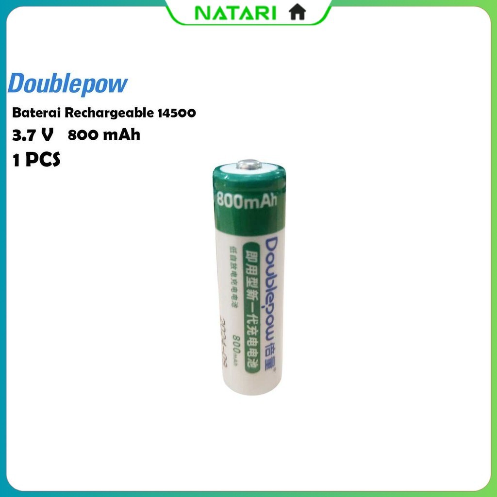 Doublepow Baterai Rechargeable 14500 Li-Ion 3.7V 800mAh
