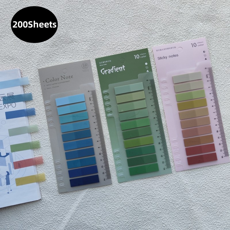 

200Pcs Sticky Tabs Book Tabs for Annotating Books,Transparent Sticky Notes, Multi-Colored Book Marks for Reading