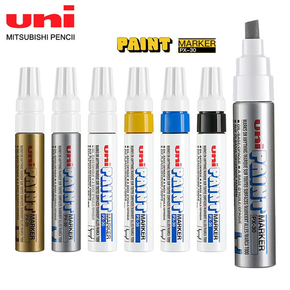

1pcs Japan UNI Paint Pen Marking Pen PX-30 4.0-8.5mm Permanent Oblique Coarse Head oil-based Graffiti Touch Up Office Supplies