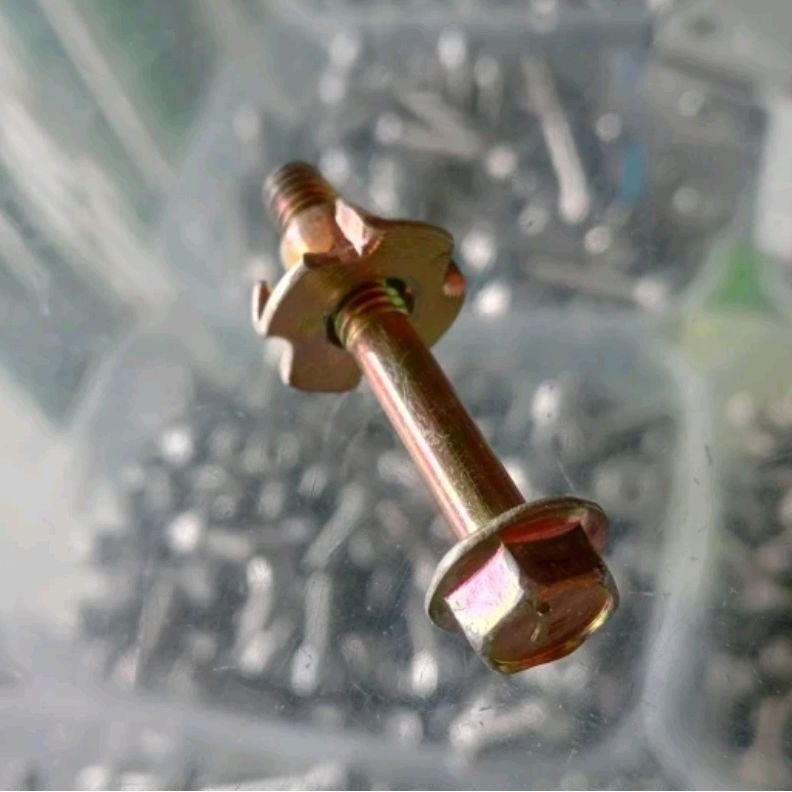 Baut Flange Mur Cakar [sepasang] Ukuran M6x40 / Tee Nut M6 / Mur Cakar M6 / Mur Tanam Kayu / T Nut /