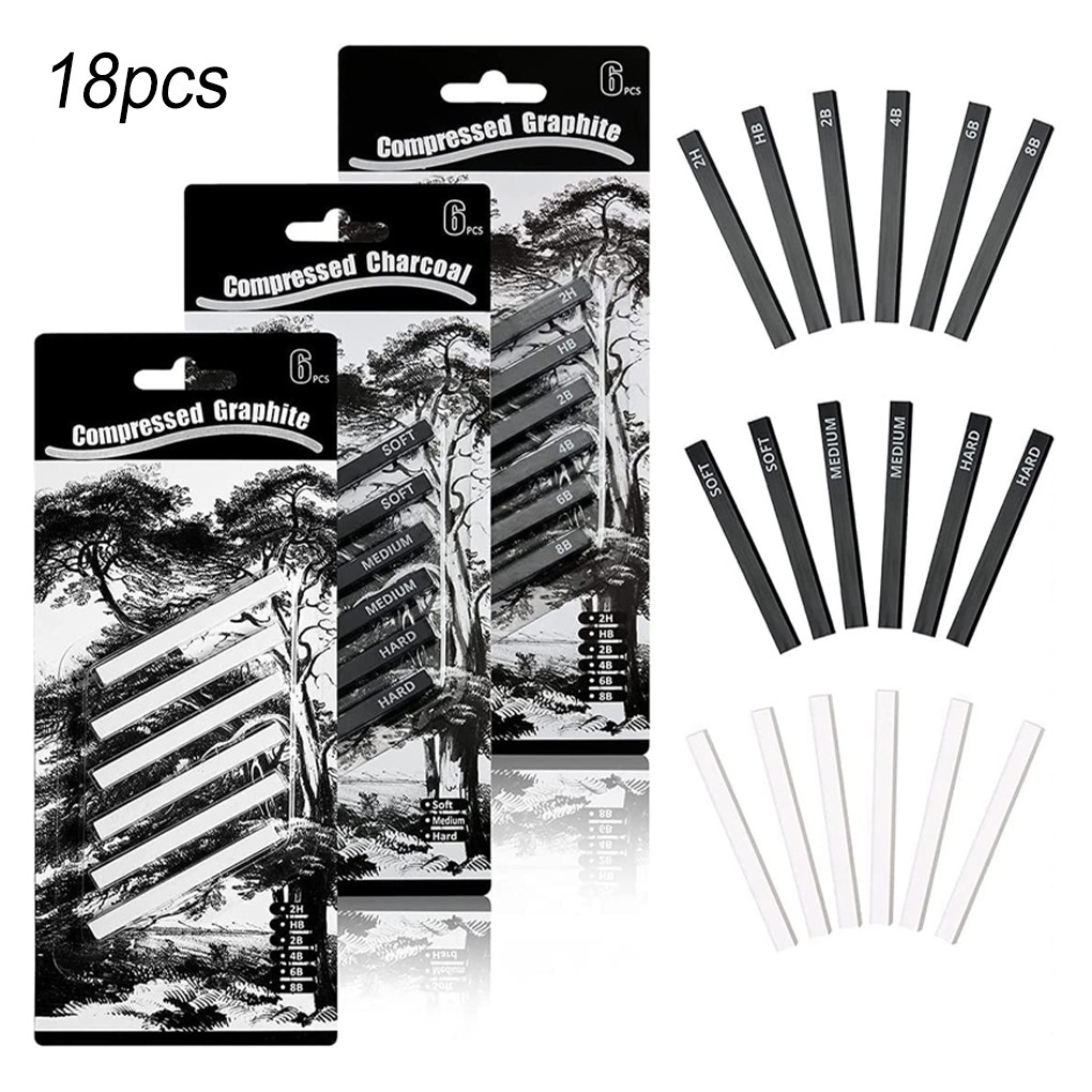 

18pcs Graphite Sticks Lightweight Portable Compressed Sticks Square Drawing Pencils Set Compressed for Crafts Sketching