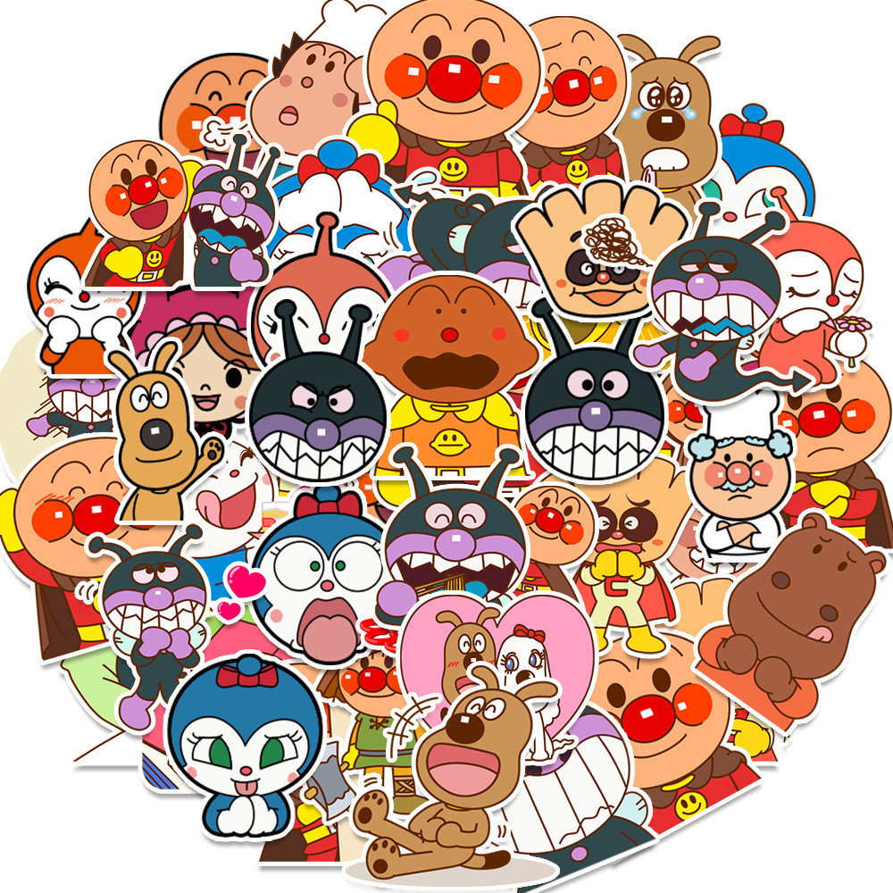 

10/30/50pcs Funny Anime Anpanman Stickers for Notebook Skateboard Phone Luggage Cute Cartoon Waterproof Decals Sticker Kids Toys