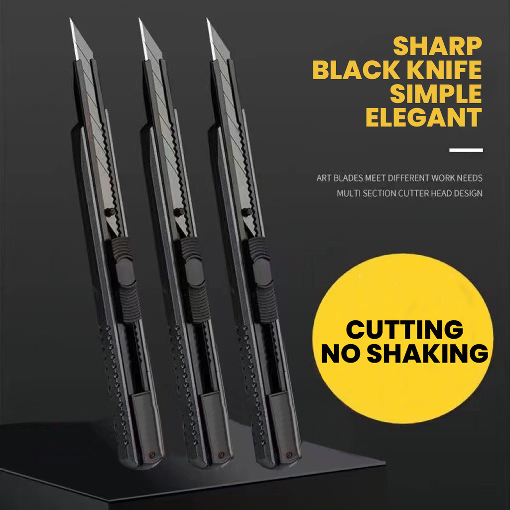 

Retractable Box Cutter 9mm 30 Degree Blade Utility Knife Carbon Steel Self-Locking Design Cutting Tools Office School Supplies