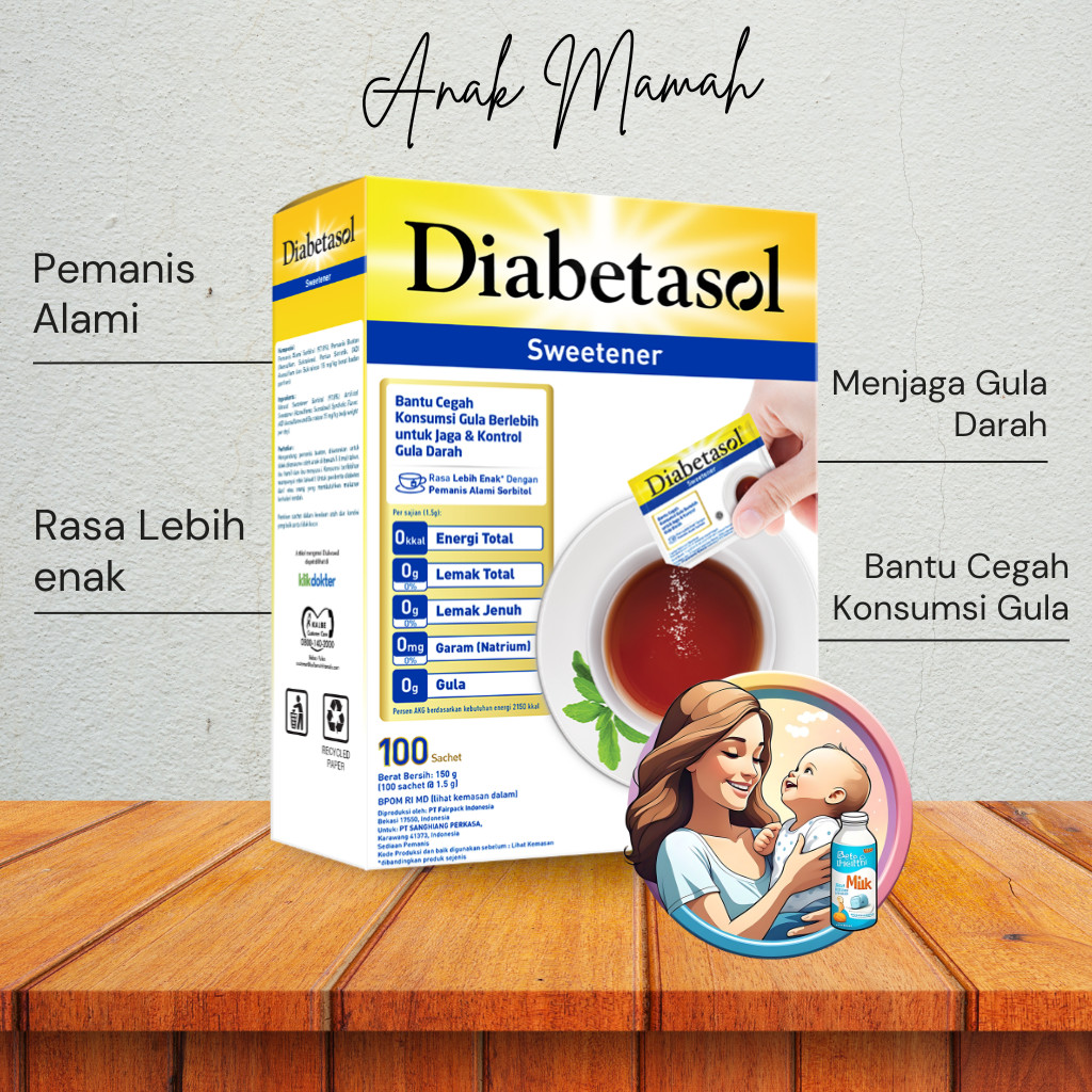 

Diabetasol Sweetener Isi 100 Sachet Pemanis Rendah Kalori Untuk Diabetes