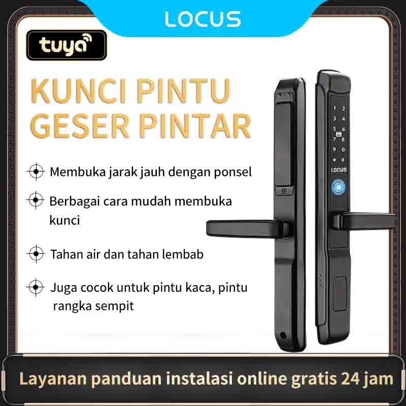 Locus S3 Wifi Smart Door Lock, Kunci Pintu Geser, Kaca, Kunci Pintu Digital Sidik Jari, Tuya App/Fin