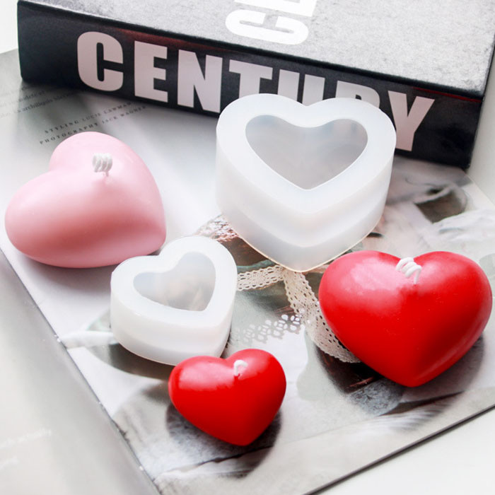 

3D Heart Silicone Candle Mold Soy Wax Essential Oil Aromatherapy Candle Material Wax Diy soap molds gifts