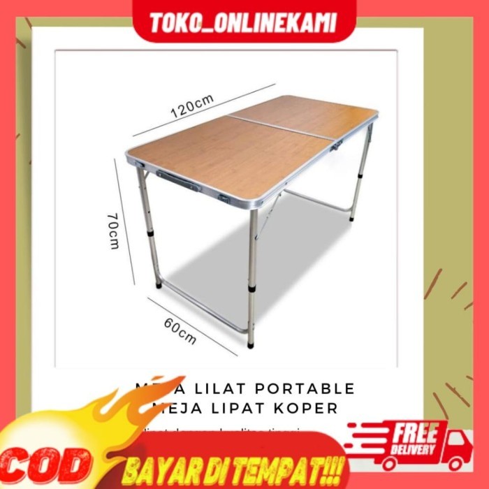 Meja Lipat Koper Hpl Meja Serbaguna Meja Lipat Portable Meja Kaki Bulat