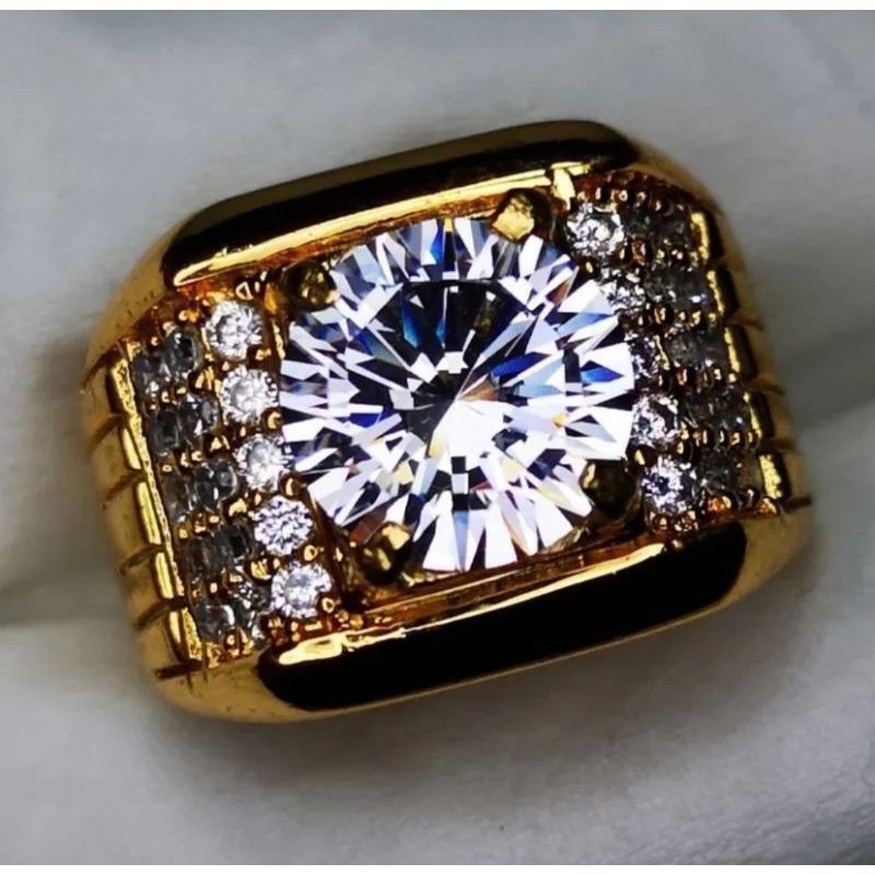 Cincin Pria Batu Permata zirconia asli top luster crystal