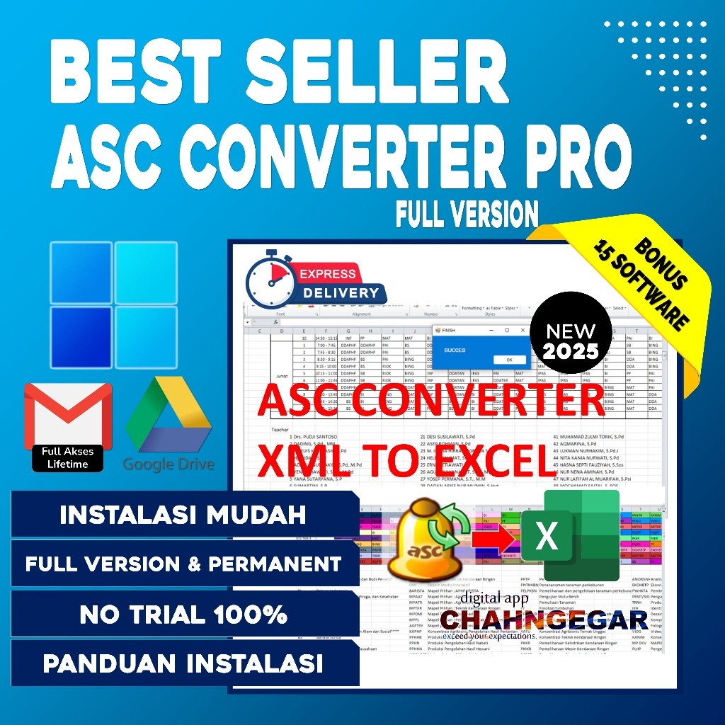 ASC CONVERTER PRO FULL SOFTWARE / APLIKASI ASC TIMETABLES TO EXCEL CONVERTER / XML TO EXCEL