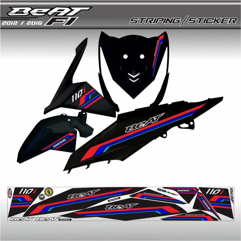 STIKER MOTOR BEAT FI 2013 2015 VARIASI STRIPING BEAT STRIPING MOTOR KEREN MOTIF