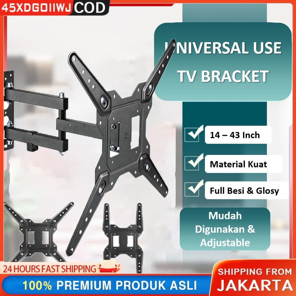 Universal SWIVEL BRACKET TV 32 40 43 55 inch- Braket Pemasangan Dinding Monitor TV BRACKET SWIVEL Sm