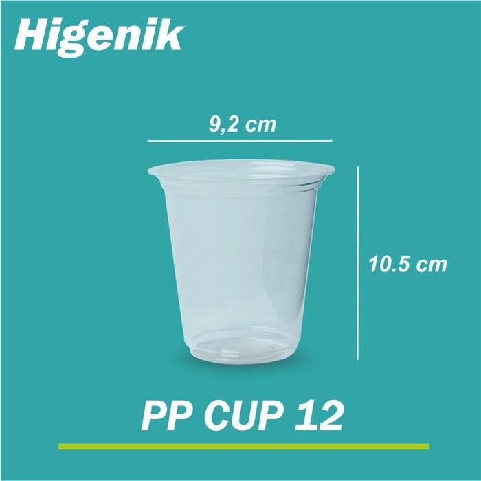 Plastic Cup PP / Gelas Plastik Cup PP Tebal 12/14/16/22 oz Bisa Seal Isi 50 Pcs - 12oz