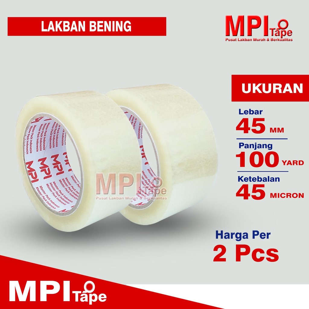 

2 Pcs - Lakban Bening 45 mm x 100 yard - Lakban Solusi Packing - MPI