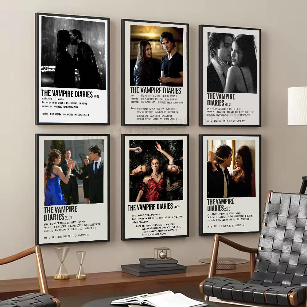 1pc The Vampire Diaries Movie Poster Self-adhesive Art Waterproof Paper Sticker Coffee House Bar Roo
