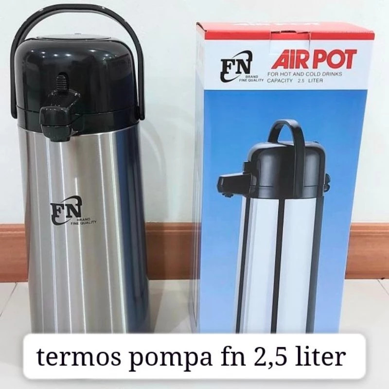 JAKLUIS_SHOP TERMOS POMPA FN 2,5 LITER STAINLESS STEEL/TERMOS PENCET AIR PANAS FN/TERMOS SERBAGUNA