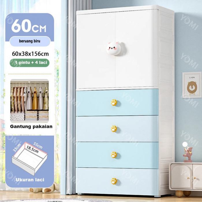 SUNXIN Lemari Plastik Pakaian Kelinci 60CM S95 / Lemari Pakaian Anak - Blue