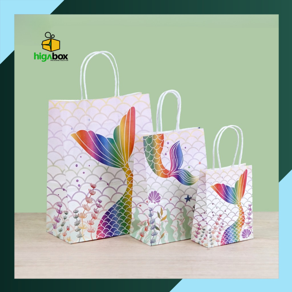 

Paper bag Motif Mermaid / Tas Kado Hadiah Pesta Ulang Tahun Motif Mermaid / Motif Putri Duyung | AK01E1 - AK03E1