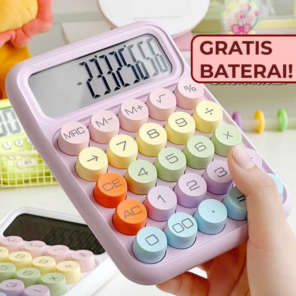 

Dewi Aksesoris- Kalkulator lucu korea warna warni stationary kantor dopamine mini permen 12 digit