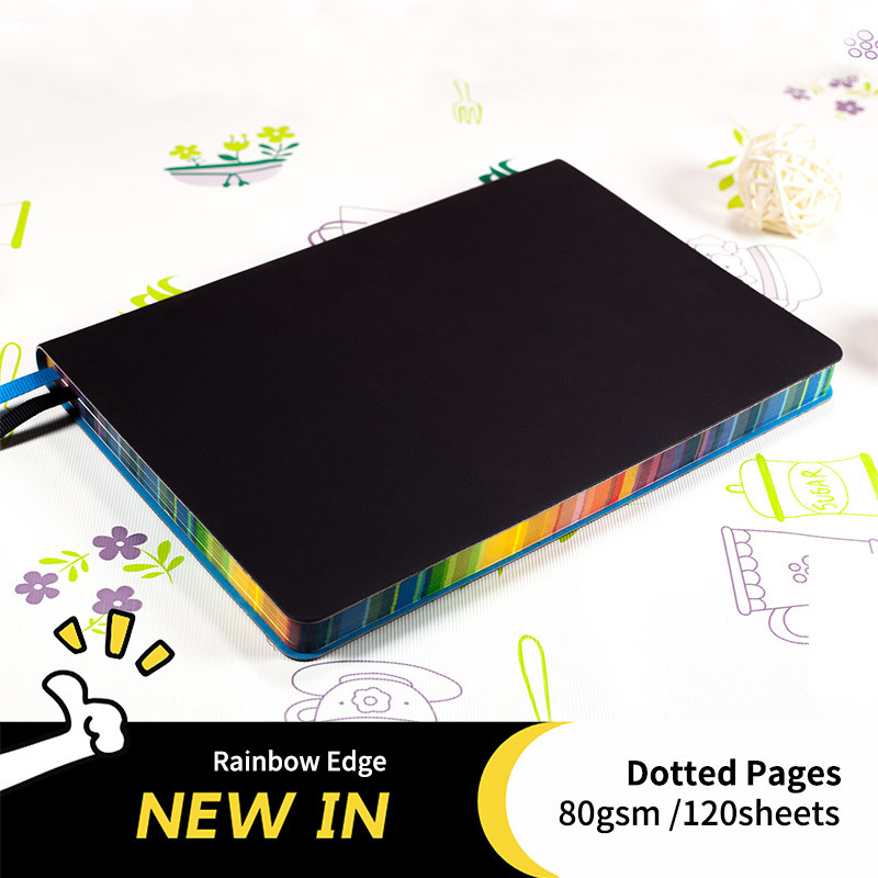 

A5 Rainbow Color Edge Bullet Dotted Journal Soft Cover Notebook