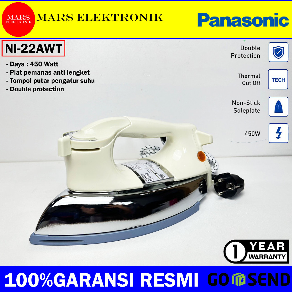 MURAH SETRIKA PANASONIC NI-22AWT - ORIGINAL DRY IRON PANASONIC GOSOKAN - NI 22 AWT - SETRIKA KERING 