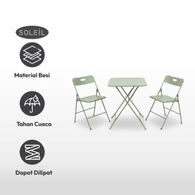 Meja Kursi Teras Set Minimalis SOLEIL Kursi Meja Tamu Lipat