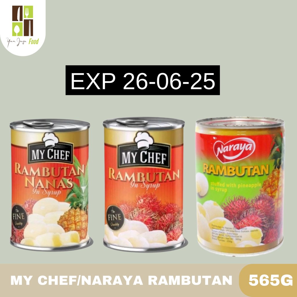 

[EXP 25/06/2025] My Chef / Naraya Rambutan 565g / Rambutan Nanas / Buah Kaleng / Rambutan Kaleng