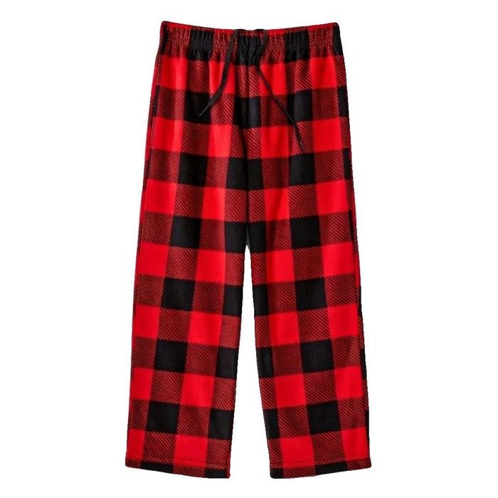 Celana Panjang Tartan Polar Kotak Kotak Flannel Pants Art Merah - Merah Tartan, 28
