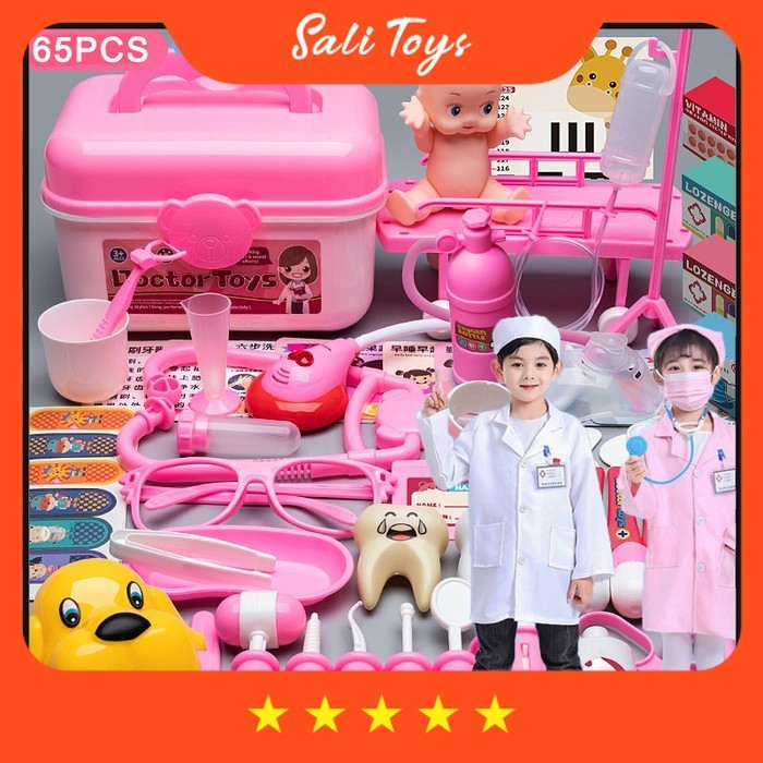 Mainan Anak LucuDokter Dokteran Mainan Anak COD 63PCS Perempuan Dokter Dokteran Set Lengkap PlaySet 