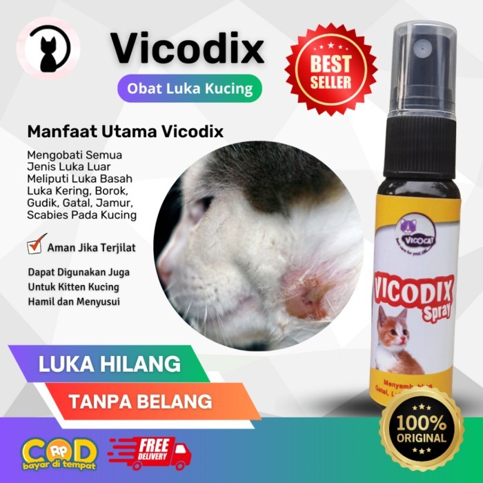 Obat Luka Kucing Borok Gatal Bolong VICODIX Spray Eksim Luka