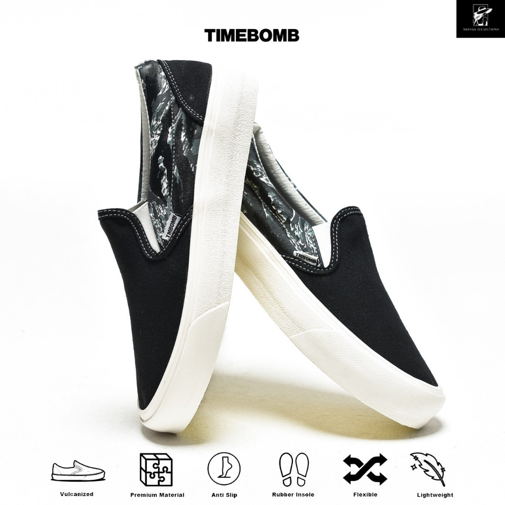 SEPATU TIMEBOMB VULCANIZED | SLIP ON TIGER CAMO GREY