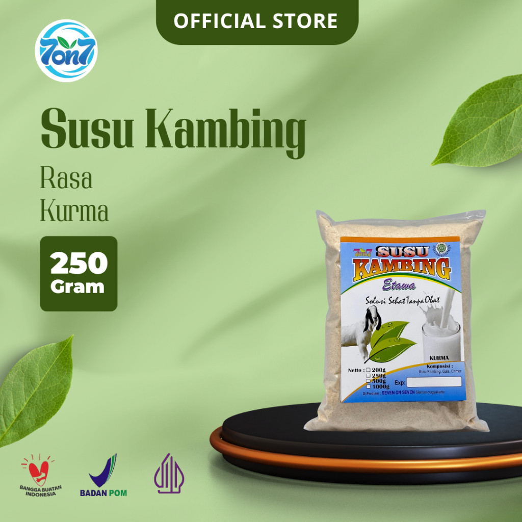

Susu Kambing Etawa Bubuk 7on7 Rasa Kurma 250 gr Halal BPOM