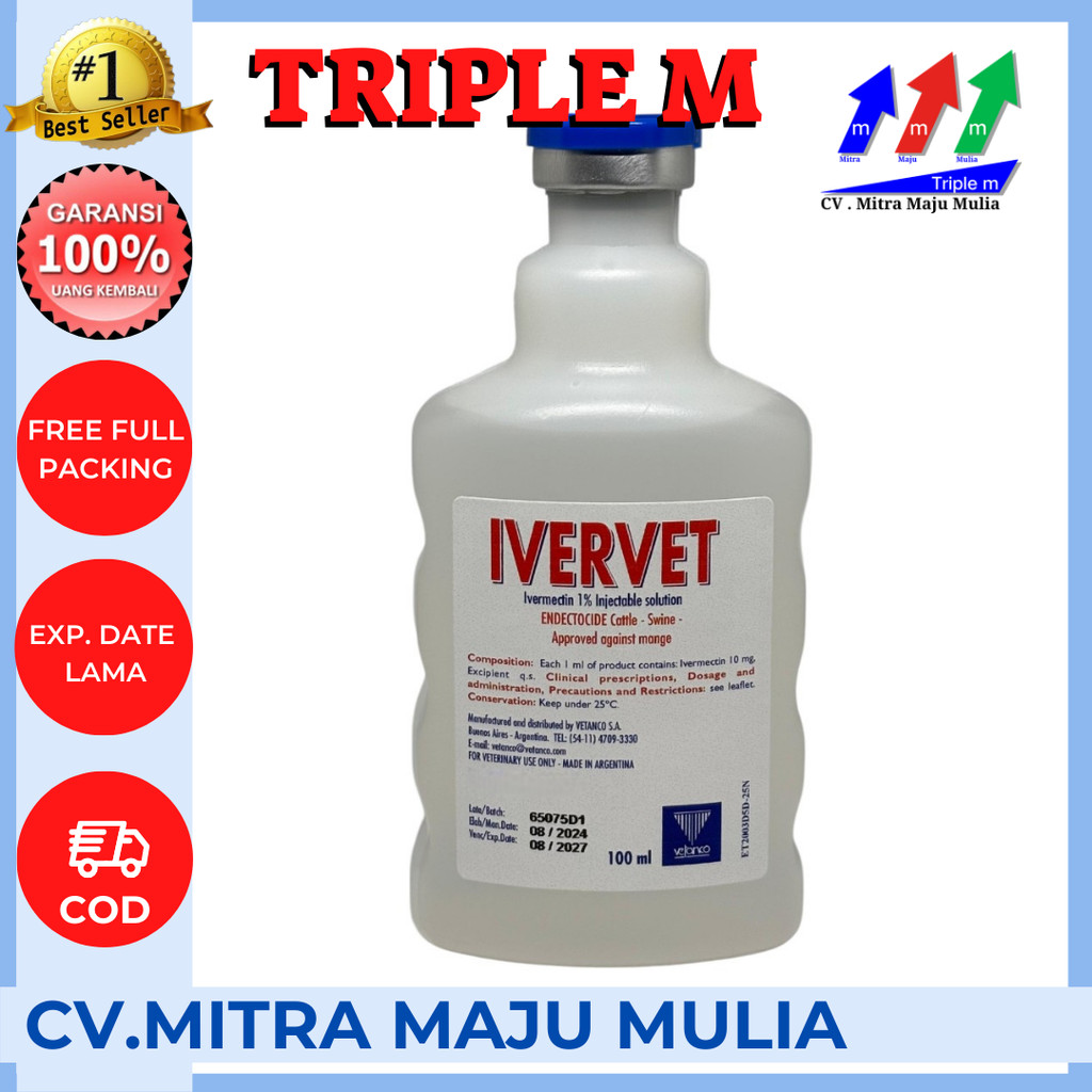 TERBARU IVERVET 100 ML IVERVET OBAT GUDIK ECTO ENDO PARASIT